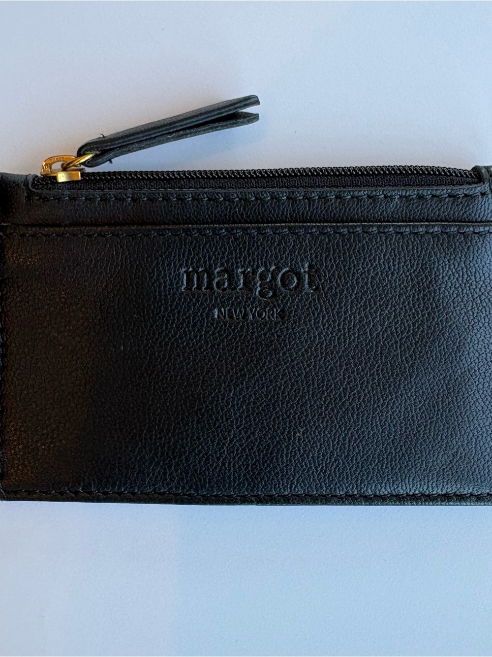 Margot Leather Cardholder Wallet w/ Zippered Coin sleeve and Key Ring, NWOT BLK